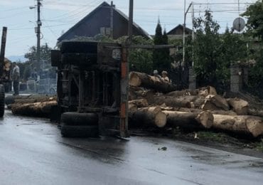 На Тячівщині перекинувся лісовоз (ФОТО)