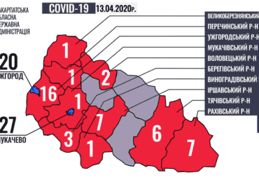 Мукачево та Ужгород серед лідерів: оприлюднено карту поширення COVID-19 у районах Закарпаття