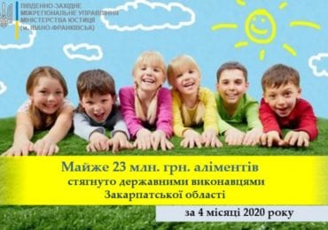 На Закарпатті державні виконавці цьогоріч вже стягнули майже 23 млн грн аліментів