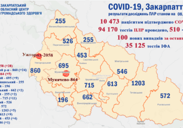 На Закарпатті 100 нових випадків коронавірусу за добу