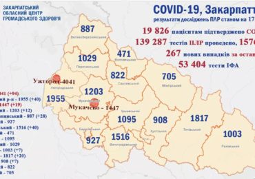 На Закарпатті 267 випадків коронавірусу за добу, чимало хворих одужало