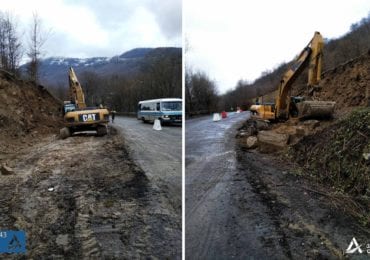 На Закарпатті дорожники зводять ще одну підпірну стіну