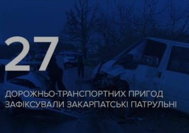 За 5 днів на Закарпатті трапились 27 ДТП, в результаті яких загинули 3 людей