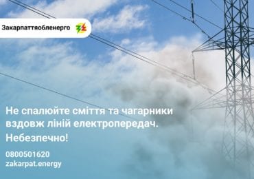 Закарпатцям нагадують про заборону спалювання сухотрав’я біля ліній електропередач