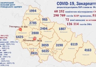 На Закарпатті тримається стабільно низький рівень захворюваності на COVID-19