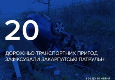 З 26 по 30 закарпатські патрульні зафіксували 20 ДТП