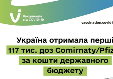 117 000 доз вакцини Comirnaty проти COVID-19 виробництва Pfizer-BioNTech прилетіли в Україну