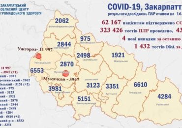 На Закарпатті 4 нові випадки коронавірусу за добу