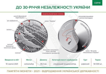 Нацбанк випустив пам’ятну монету до 30-річчя Незалежності України