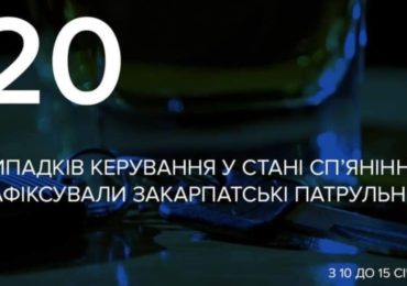 За 5 днів нетверезих водіїв на Закарпатті оштрафували на 425 000 гривень