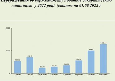 Цьогоріч Закарпатська митниця вперше перетнула мільярдний рубіж з щомісячних перерахувань митних платежів до Держбюджету