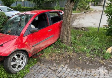 В Ужгороді нетверезий водій наїхав на дерево та пошкодив електроопору