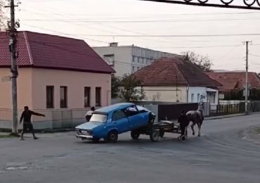 Курйоз дня: у Сваляві автомобіль буксирували конем