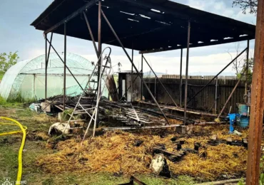 На Берегівщині горіла надвірна споруда де рятувальники гасили тліюче сіно