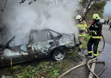 Закарпатські вогнеборці загасили автомобіль, що зайнявся просто під час руху