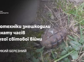 На Ужгородщині піротехніки знешкодили гранату часів Другої світової війни