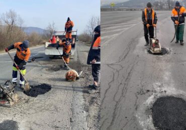 На автомобільних дорогах Закарпаття проводять ямковий ремонт